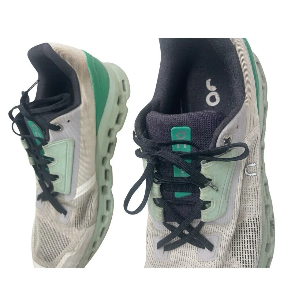 On Cloudstratus Men Size 12 Gray Green White Light Running Shoes